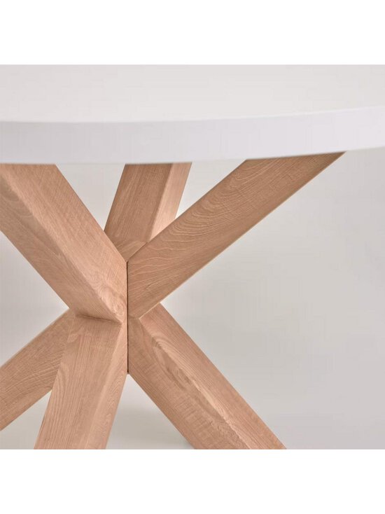 Kave Home - Argo-ruokapöytä valkoinen melamiini / puunvärinen teräs ⌀ 120 cm - WHITE | Stockmann - photo 4