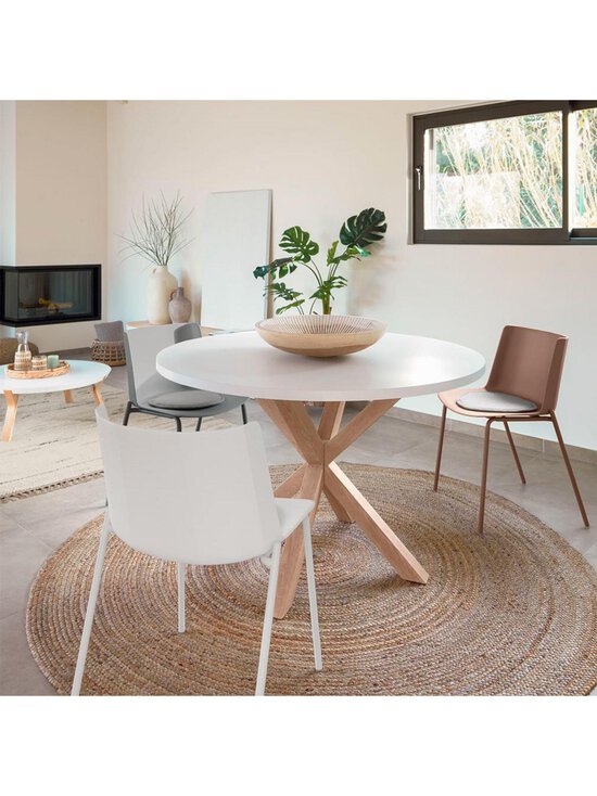 Kave Home - Argo-ruokapöytä valkoinen melamiini / puunvärinen teräs ⌀ 120 cm - WHITE | Stockmann - photo 5