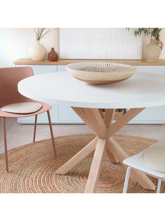 Kave Home - Argo-ruokapöytä valkoinen melamiini / puunvärinen teräs ⌀ 120 cm - WHITE | Stockmann - photo 6