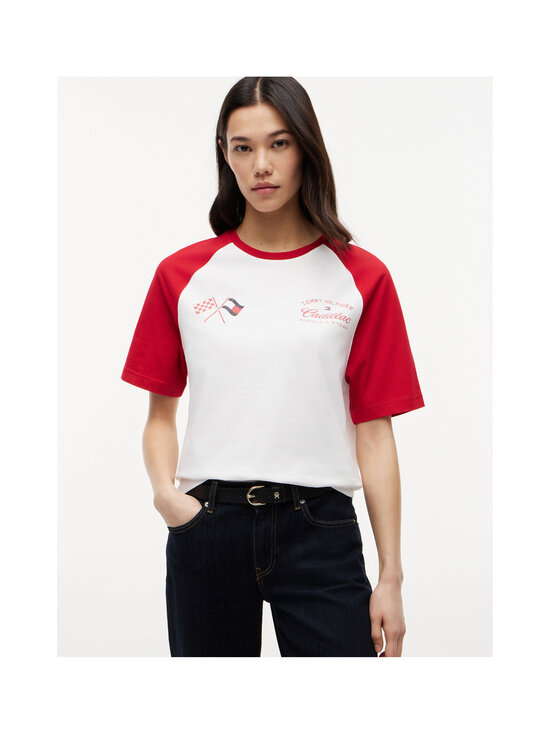 Tommy Hilfiger - TH x CF1 Varsity Raglan t-paita - YBR WHITE / RED | Stockmann - photo 5