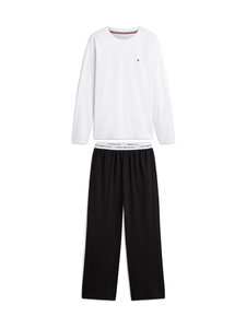 Tommy Hilfiger - Long Sleeve Jersey Set -pyjama 2-osainen - 0TW WHITE/BLACK | Stockmann