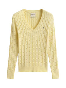 GANT - Stretch Cotton V-Neck -palmikkoneule - 713 VANILLA YELLOW | Stockmann