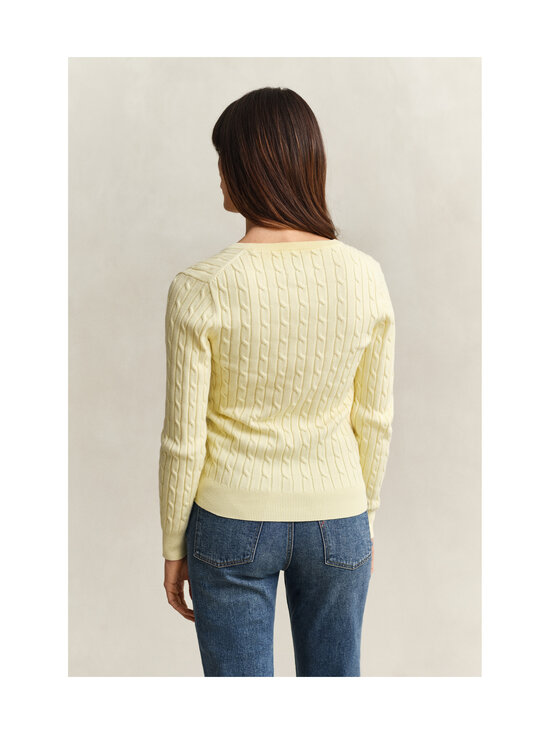GANT - Stretch Cotton V-Neck -palmikkoneule - 713 VANILLA YELLOW | Stockmann - photo 3