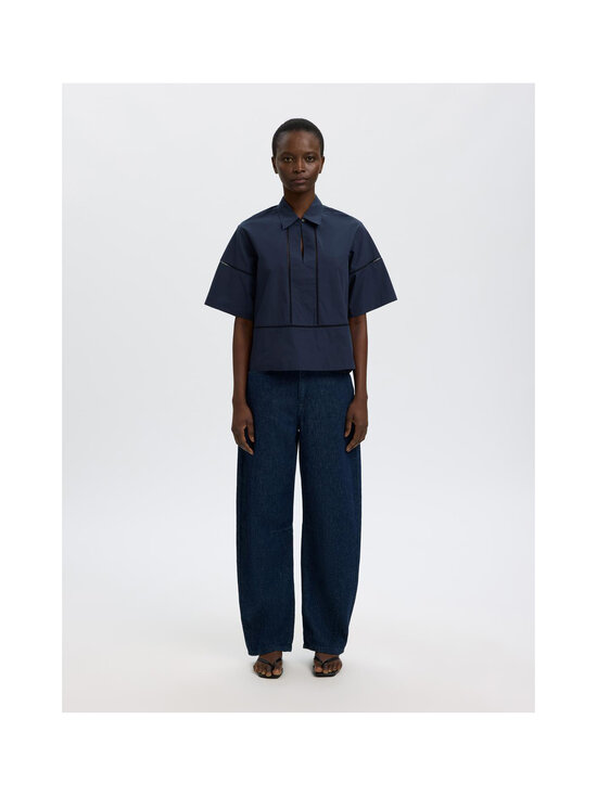 Selected - Slfdelia Boxy Ladder Stitch -paita - DARK SAPPHIRE | Stockmann - photo 2