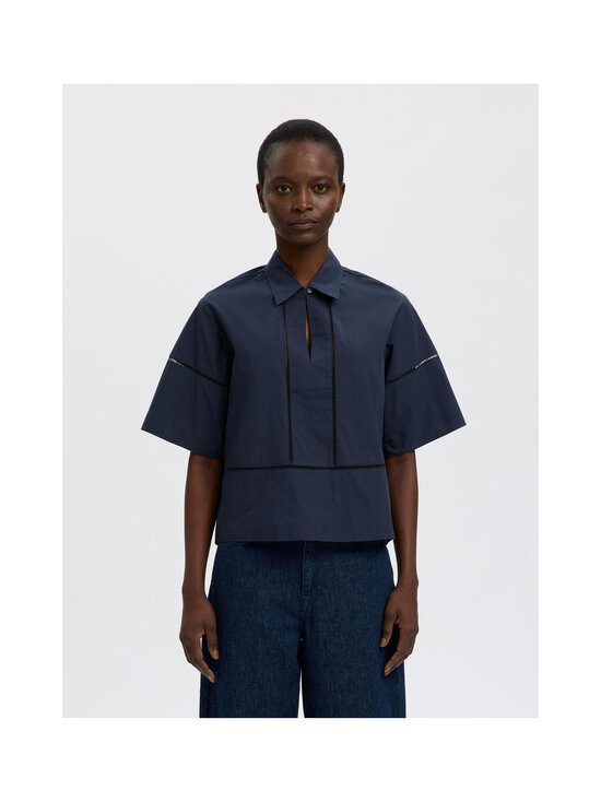Selected - Slfdelia Boxy Ladder Stitch -paita - DARK SAPPHIRE | Stockmann - photo 4