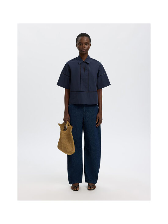 Selected - Slfdelia Boxy Ladder Stitch -paita - DARK SAPPHIRE | Stockmann - photo 5
