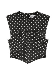 Ganni - Printed Double -satiininen korsettitoppi - 099 BLACK | Stockmann