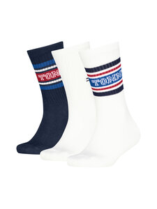 Tommy Hilfiger - Varsity Tommy Stripe -sukat 3-pack - 001 WHITE | Stockmann