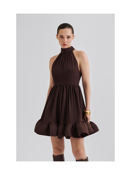 Malina - Fern Halterneck Ruffled -minimekko - CHOCOLATE | Stockmann - photo 2