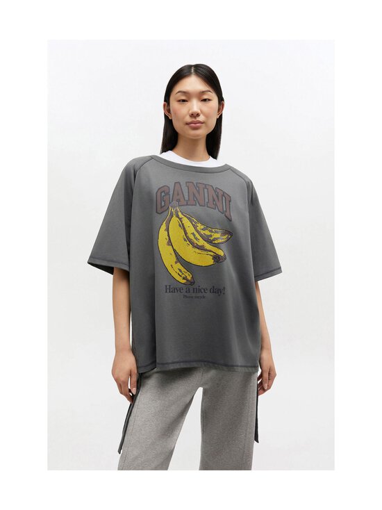 Ganni - Future Heavy Jersey Raglan t-paita - 490 VOLCANIC ASH | Stockmann - photo 3