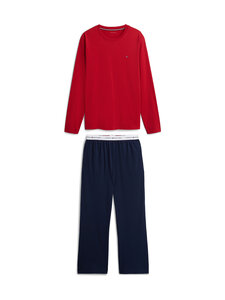 Tommy Hilfiger - Long Sleeve Jersey Set -pyjama 2-osainen - 0RS MEDIUM RED/CARBON NAVY | Stockmann