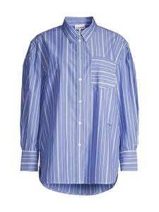 Ganni - Stripe Pleated Sleeve -paitapusero - ZWF NOUVEAN NAVY | Stockmann