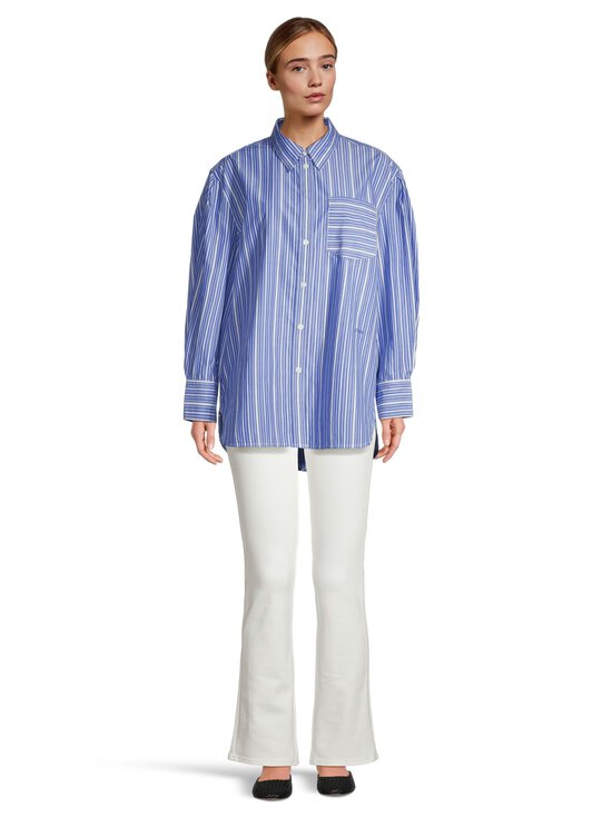 Ganni - Stripe Pleated Sleeve -paitapusero - ZWF NOUVEAN NAVY | Stockmann - photo 2