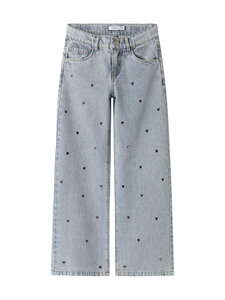 Name It - NkfRose Heart Studs -leveälahkeiset farkut - LIGHT BLUE DENIM | Stockmann