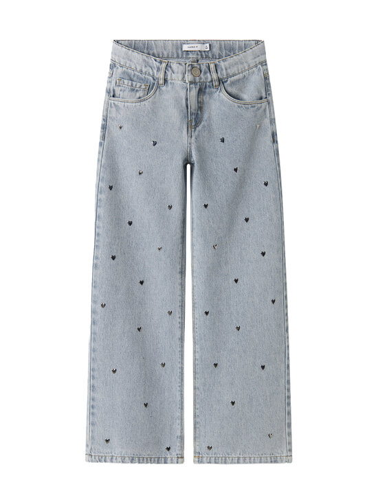 Name It - NkfRose Heart Studs -leveälahkeiset farkut - LIGHT BLUE DENIM | Stockmann - photo 1