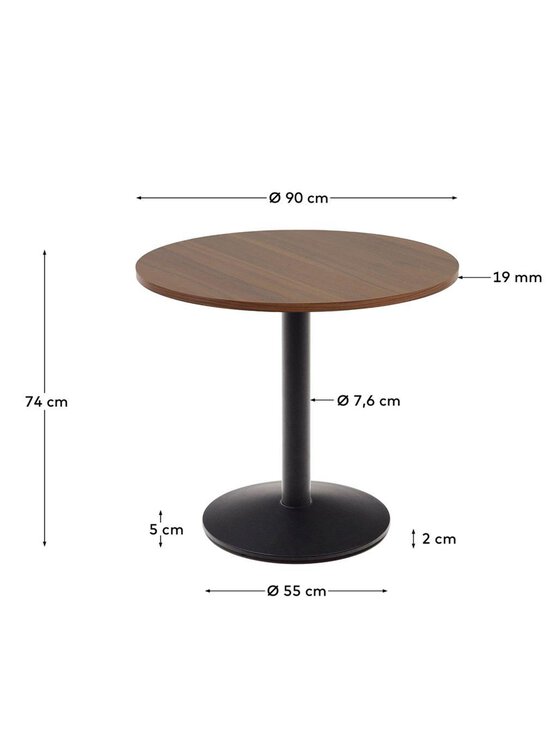 Kave Home - Esilda-ruokapöytä pähkinä/musta ⌀ 90 cm - BROWN | Stockmann - photo 2