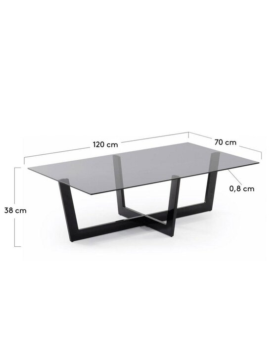 Kave Home - Plam-sohvapöytä lasi/musta 120 x 70 cm - BEIGE | Stockmann - photo 3