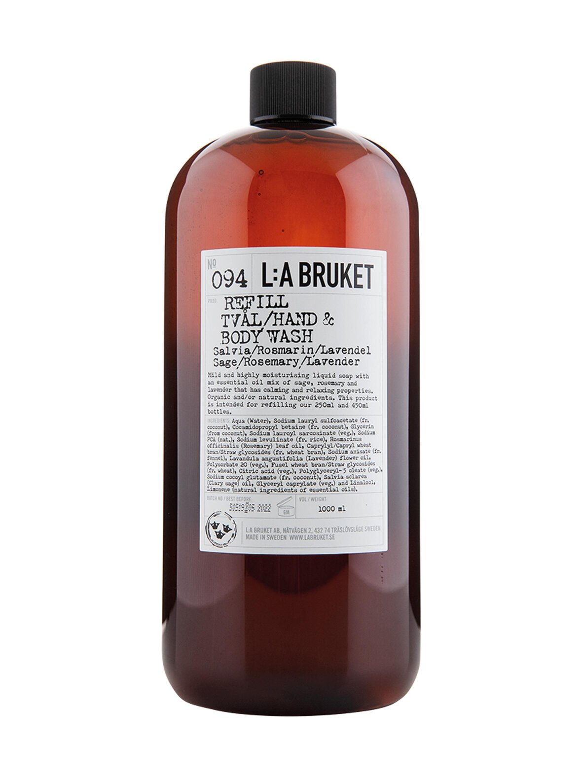 № 094 Sage & Rosemary & Lavender Hand & Body Wash Refill -nestesaippua 1000 ml