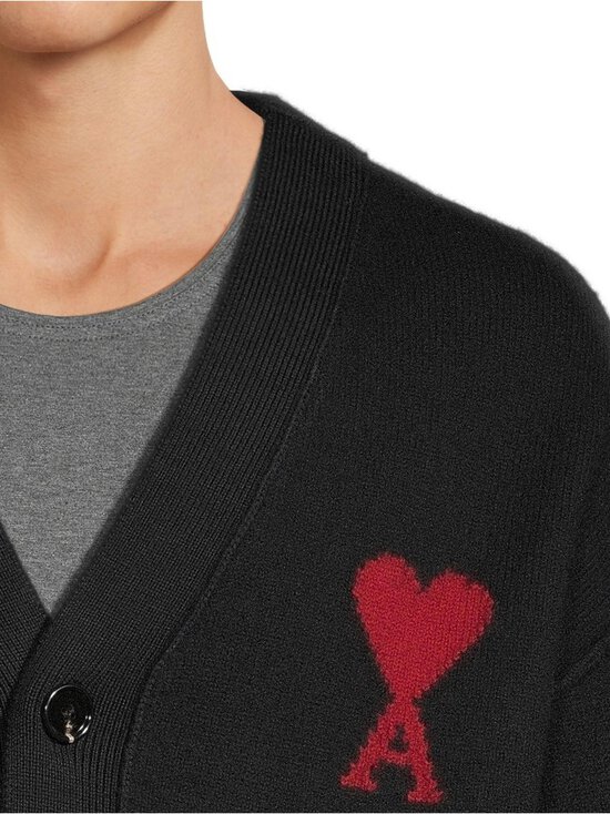 Ami - Contrasted Ami De Coeur -neuletakki - 009 : NOIR/ROUGE | Stockmann - photo 4