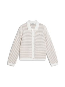 Maison Kitsuné - Lace Knit Striped -neuletakki - 0509 ECRU/PELICAN | Stockmann