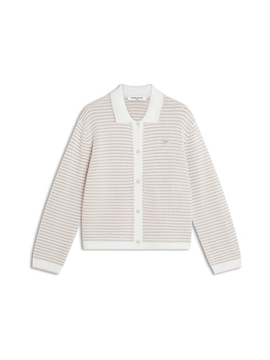 Maison Kitsuné - Lace Knit Striped -neuletakki - 0509 ECRU/PELICAN | Stockmann - photo 1