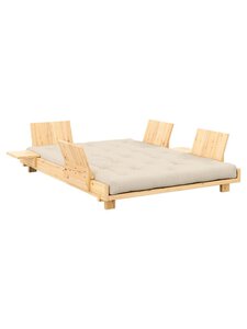 Karup - Social-vuodesohva 4 selkänojaa + 2 sivupöytää beige/mänty 140 x 200 cm - BEIGE | Stockmann
