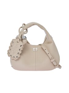 Ganni - Hobo Mini Grained -laukku - 686 WHITE PEPPER | Stockmann