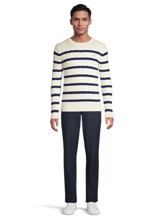 GANT - Palmikkoes kampsun Striped Cotton C-Neck - 130 CREAM | Stockmann - photo 4