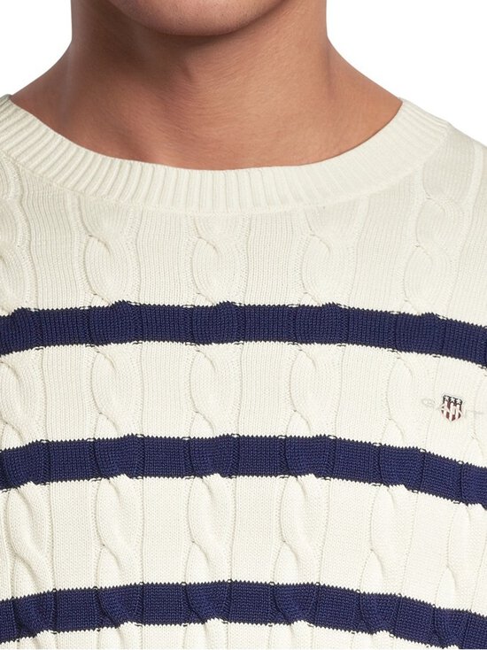 GANT - Palmikkoes kampsun Striped Cotton C-Neck - 130 CREAM | Stockmann - photo 5