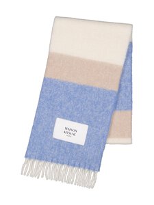 Maison Kitsuné - Alpaca Striped šalle - 0360 FEATHER BEIGE/LAPIS BLUE | Stockmann