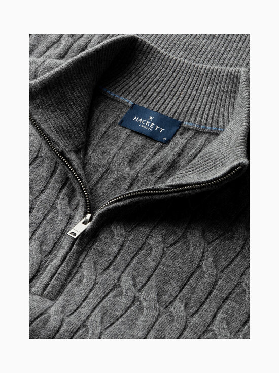 Hackett London - Lambswool Half Zip -palmikkoneule - 960 GREY | Stockmann - photo 9