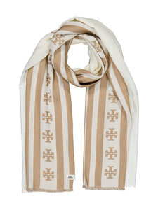 Tory Burch - Logo Stripe -pitkä huivi - CLAY | Stockmann