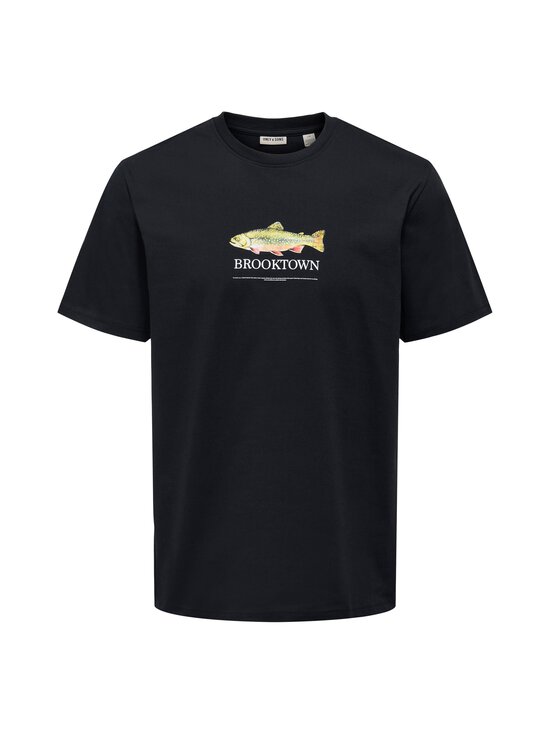 Only & Sons - OnsFredo Outdoor t-paita - JET BLACK PRINT:BROOKTOWN | Stockmann - photo 1