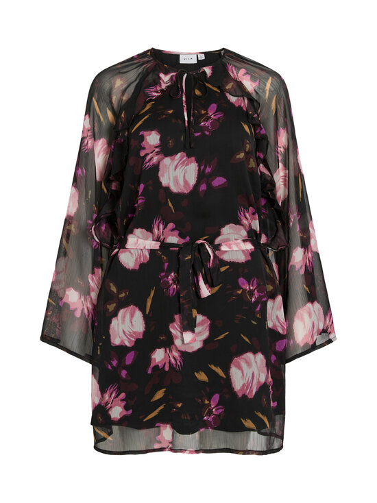 Vila - ViVida Falia -mekko - BLACK AOP:PINK GREEN FLOWERS | Stockmann - photo 1