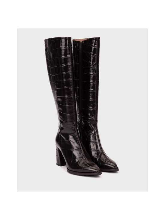 Wonders - Croco Block Heel -nahkasaappaat - MISURI NEGRO | Stockmann - photo 2