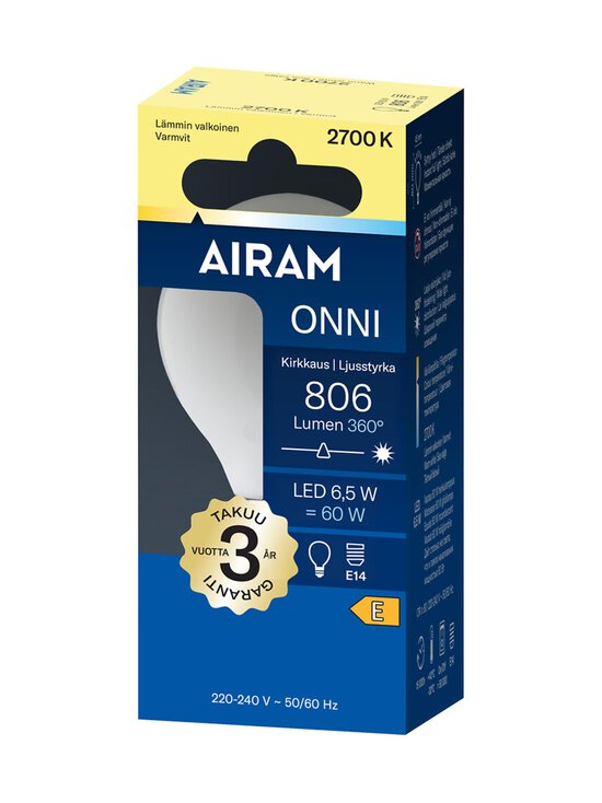 Airam - LED P45 827 806lm E14 360 Onni -opaalilamppu - TRANSPARENT | Stockmann - photo 2