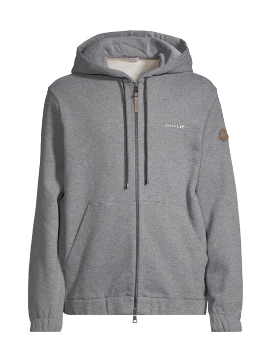 Moncler - Leather Logo Zip Up -collegetakki - 991 GREY | Stockmann - photo 1