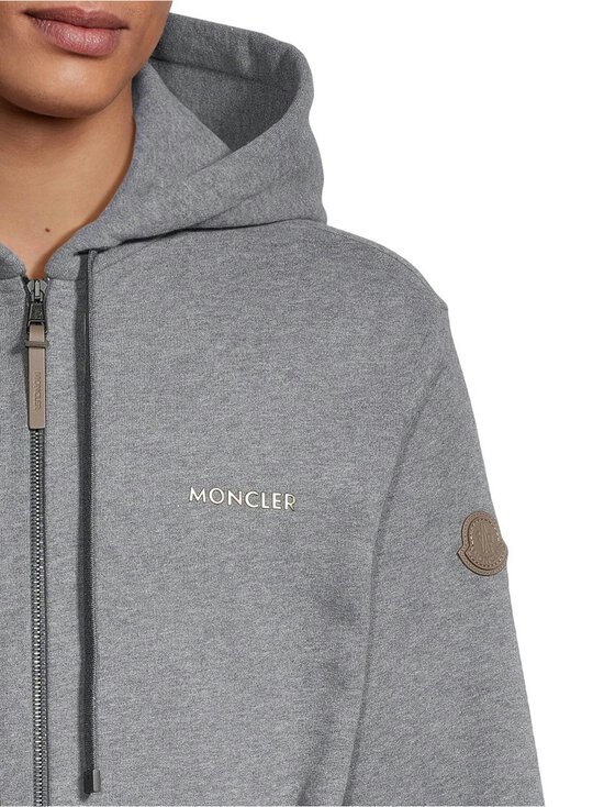 Moncler - Leather Logo Zip Up -collegetakki - 991 GREY | Stockmann - photo 4