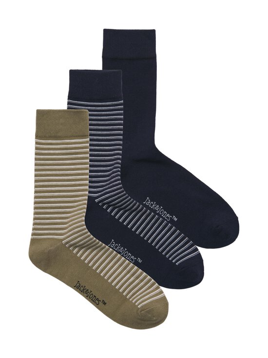 Jack & Jones - JaCleo Stripe -sukat 3-pack - NAVY BLAZER PACK:NAVY BLAZER - VETIVER | Stockmann - photo 1