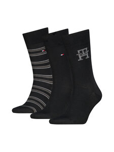 Tommy Hilfiger - Sokid Monogram Stripe, 3 paari - 002 BLACK | Stockmann