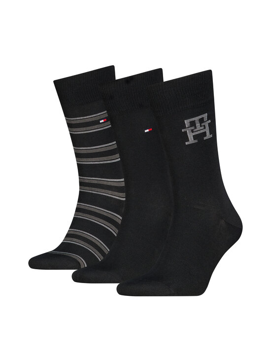 Tommy Hilfiger - Sokid Monogram Stripe, 3 paari - 002 BLACK | Stockmann - photo 1