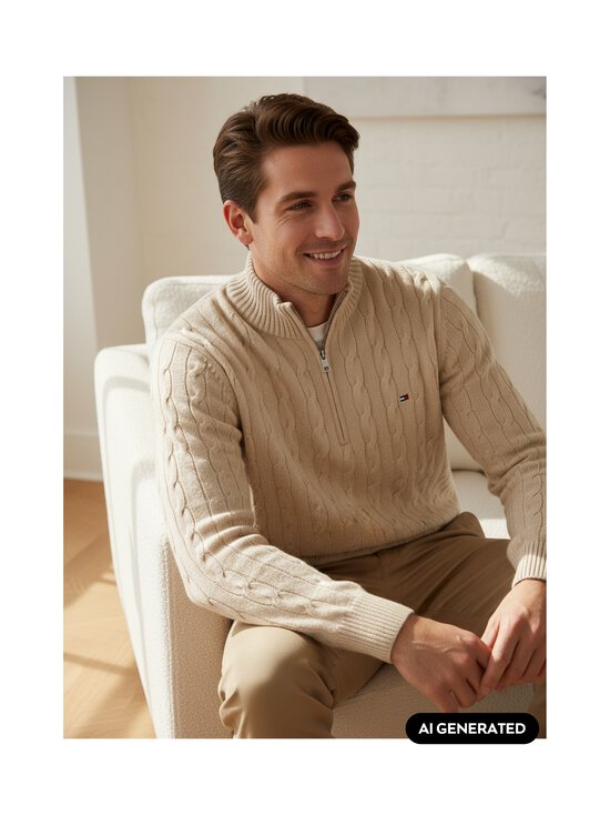 Tommy Hilfiger - Kudum Lambswool Half Zip - HGF HEATHERED OATMILK | Stockmann - photo 2