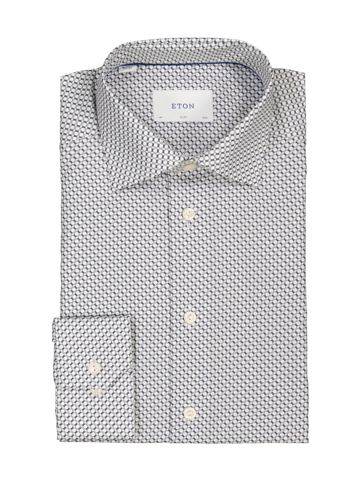 Slim fit geometric twill -kauluspaita