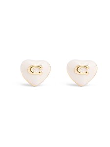 Coach - Enamel Heart -nappikorvakorut - WHITE/GOLD | Stockmann