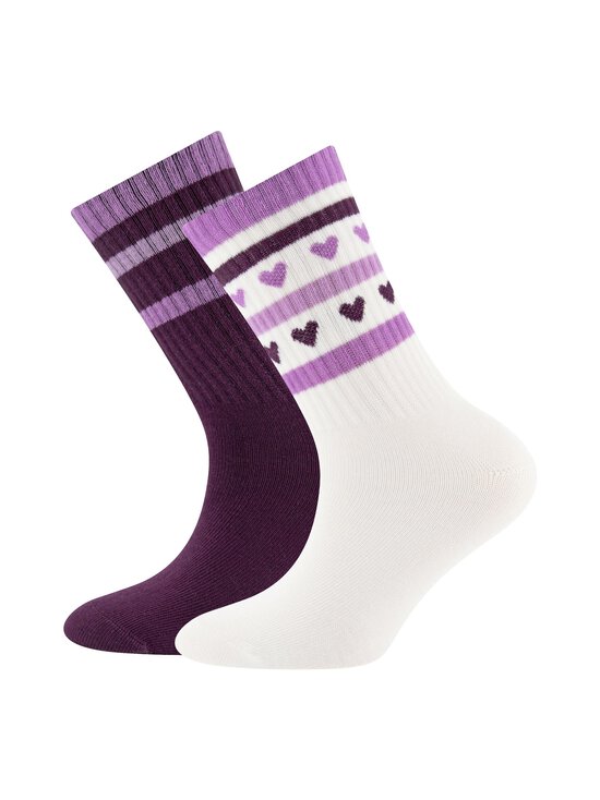 Ewers - Sokid Tennis Herzen Ringel, 2-pakk - 0001 AUBERGINE-LATTE | Stockmann - photo 1