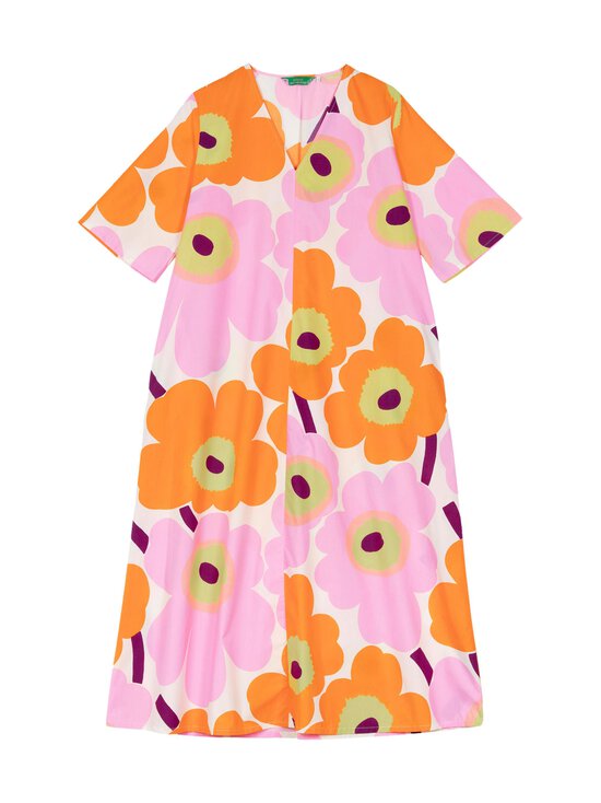 Marimekko – Kellotus Unikko -luomupuuvillamekko, pinkki/oranssi