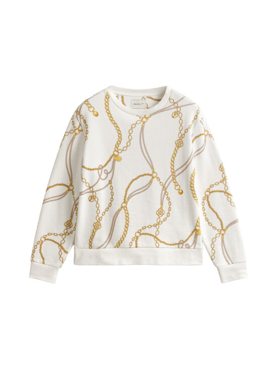 GANT - Regular Chain Print C-Neck -collegepaita - 113 EGGSHELL | Stockmann - photo 1