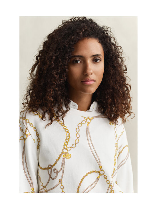 GANT - Regular Chain Print C-Neck -collegepaita - 113 EGGSHELL | Stockmann - photo 4