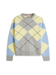Tommy Hilfiger - Alpakasegust kampsun Argyle C-neck - 0IM LIGHT GREY HTR/YELLOW/BLUE ARGYLE | Stockmann
