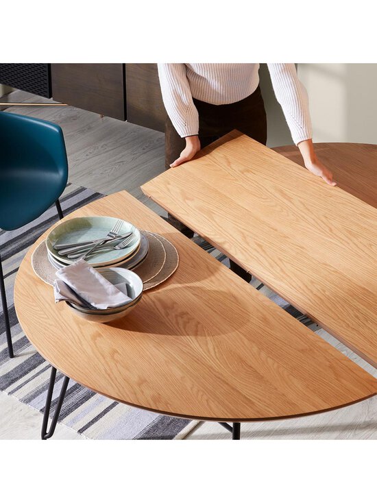 Kave Home - Novac- jatkettava ruokapöytä tammi/musta 120 x 120/200 cm - BROWN | Stockmann - photo 8